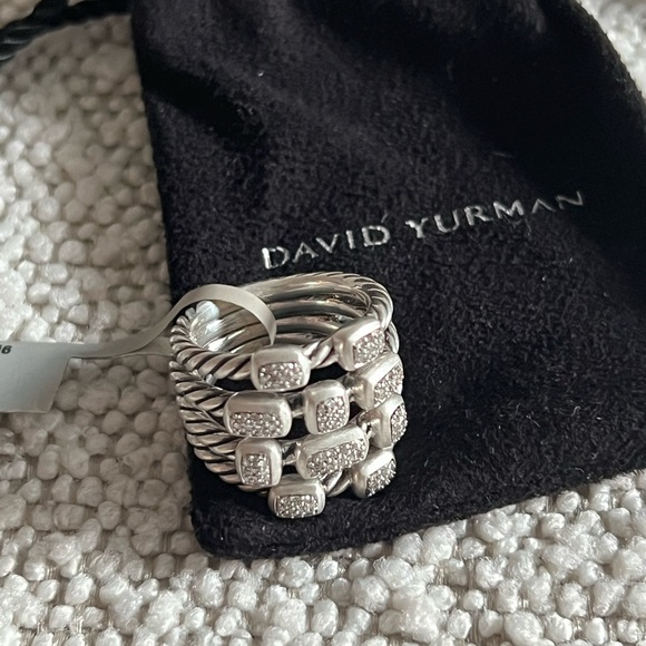 David Yurman Confetti wide ring (silver + diamonds) size 6 - Picture 2 of 6